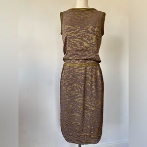 Christian Dior vintage 1950's silk and gold lamé wiggle dress set